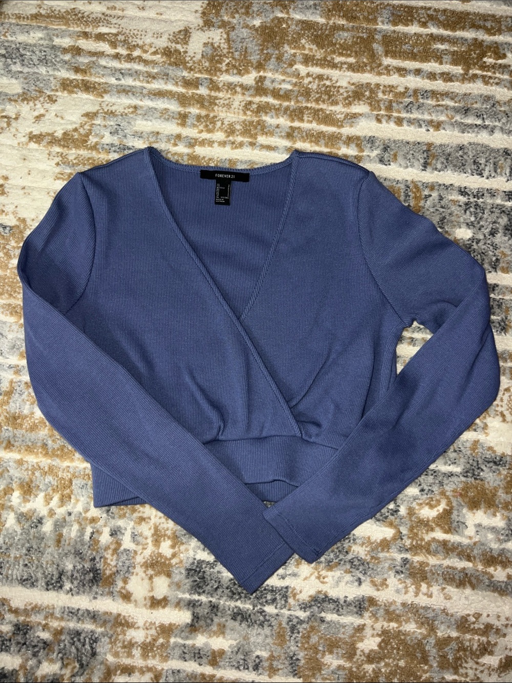 Forever 21 Dusty Periwinkle Wrap Crop Sweater